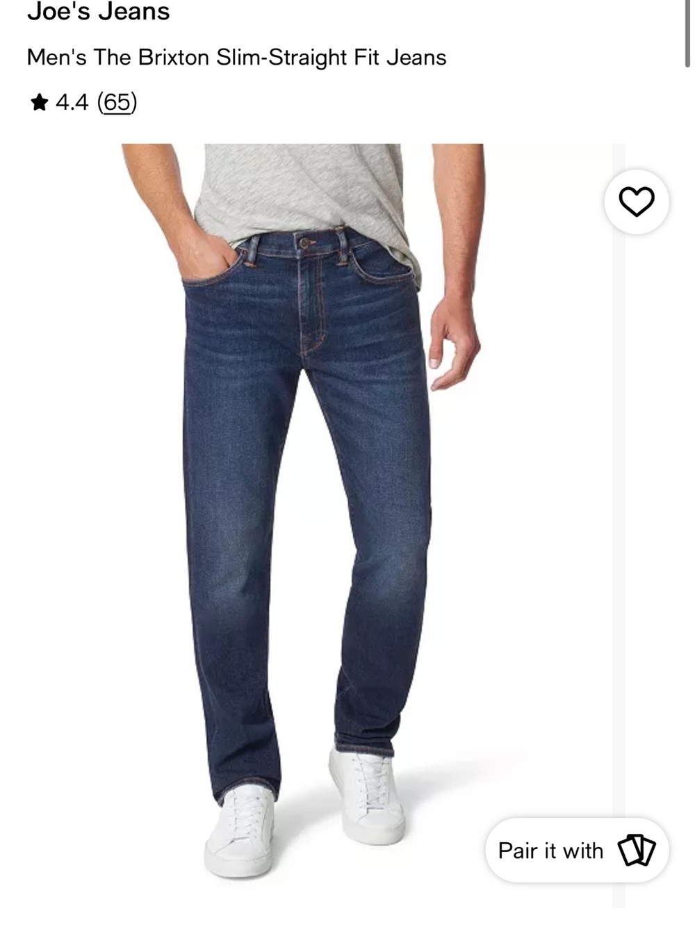 Joe's Jeans The BrixtonSlim-Straight Men's Jeans in Dark Blue Wash